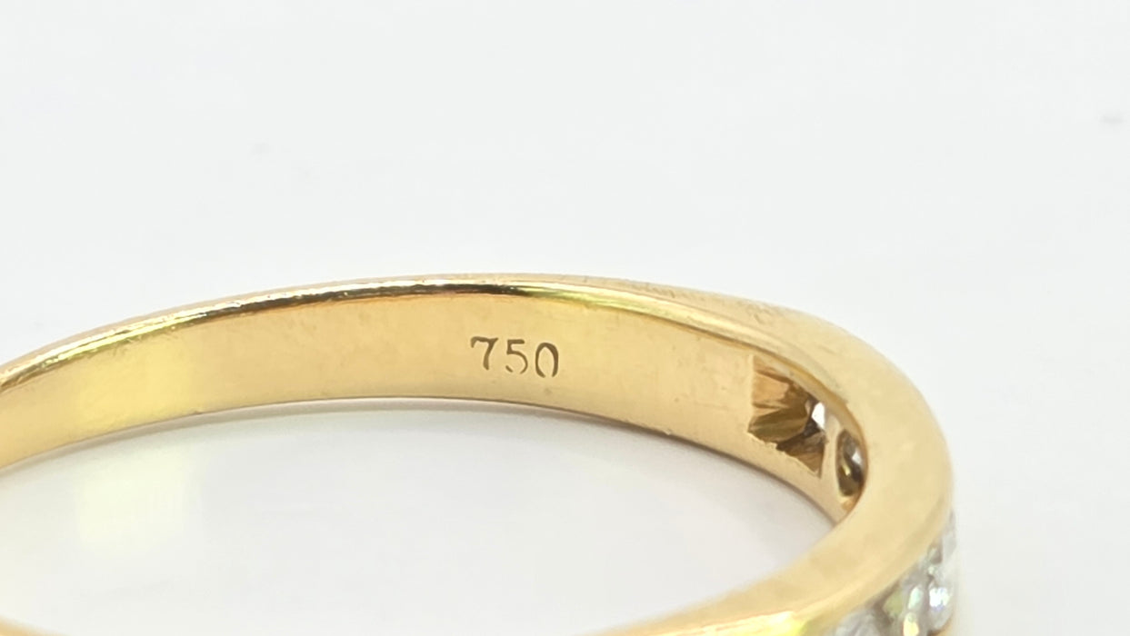 Vintage: 18ct Yellow Gold Channel Set Diamond Half Eternity Stacker Ring — 0.35ct