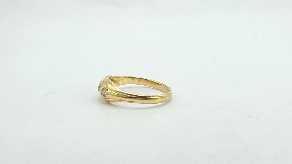 Antique: 18ct Yellow Gold Old Mine Cut Diamond Gypsy Ring — From 1908