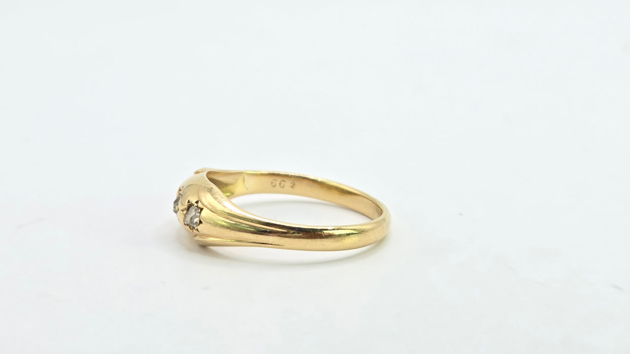 Antique: 18ct Yellow Gold Old Mine Cut Diamond Gypsy Ring — From 1908