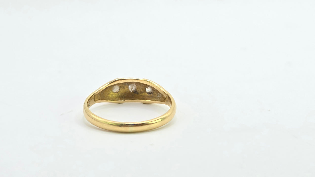 Antique: 18ct Yellow Gold Old Mine Cut Diamond Gypsy Ring — From 1908