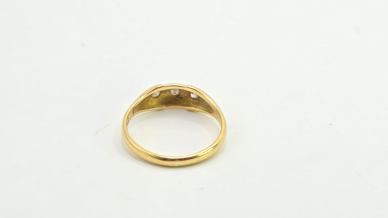 Antique: 18ct Yellow Gold Old Mine Cut Diamond Gypsy Ring — From 1908