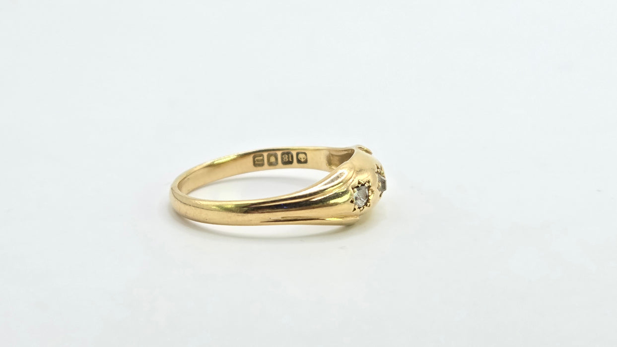 Antique: 18ct Yellow Gold Old Mine Cut Diamond Gypsy Ring — From 1908