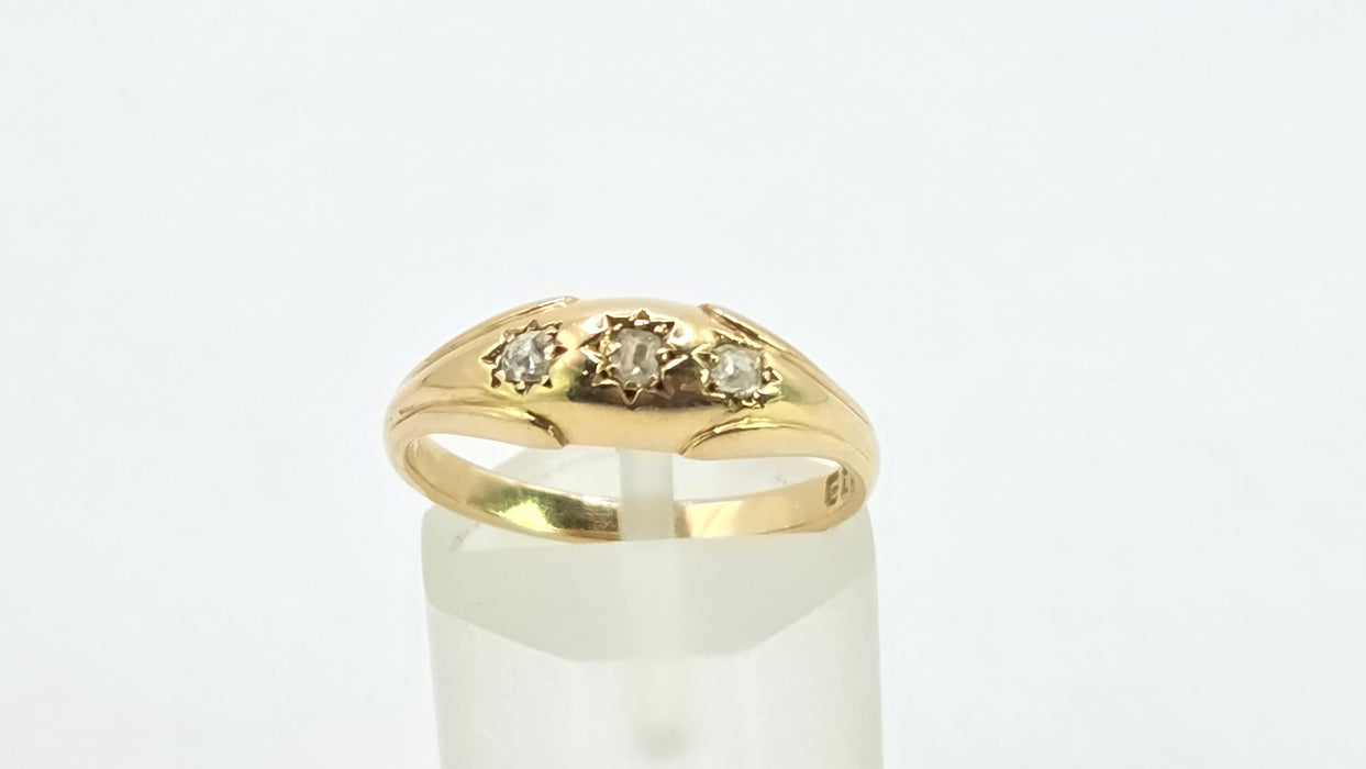 Antique: 18ct Yellow Gold Old Mine Cut Diamond Gypsy Ring — From 1908