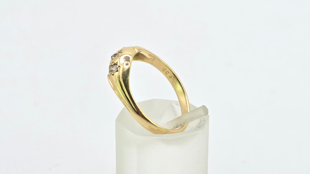 Antique: 18ct Yellow Gold Old Mine Cut Diamond Gypsy Ring — From 1908