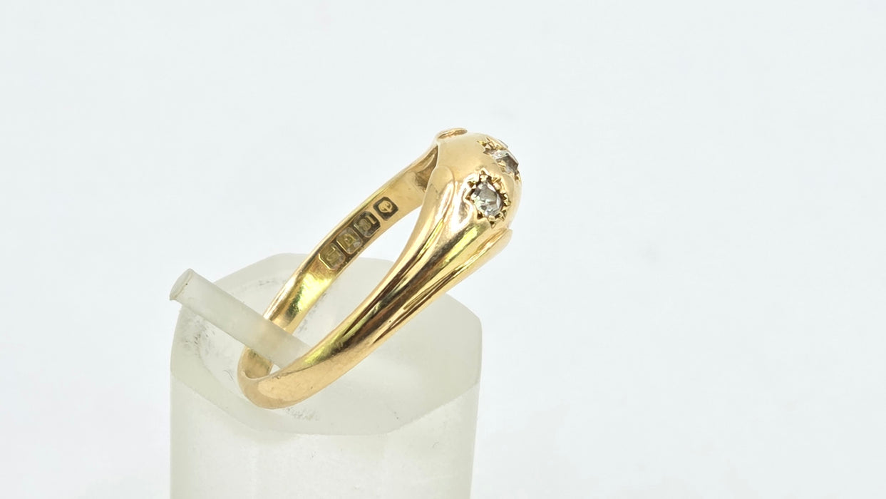 Antique: 18ct Yellow Gold Old Mine Cut Diamond Gypsy Ring — From 1908