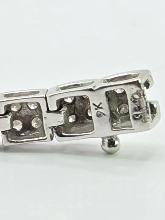 Vintage: 9ct White Gold Diamond 1.20ct 158-Stone Square Link Line Bracelet