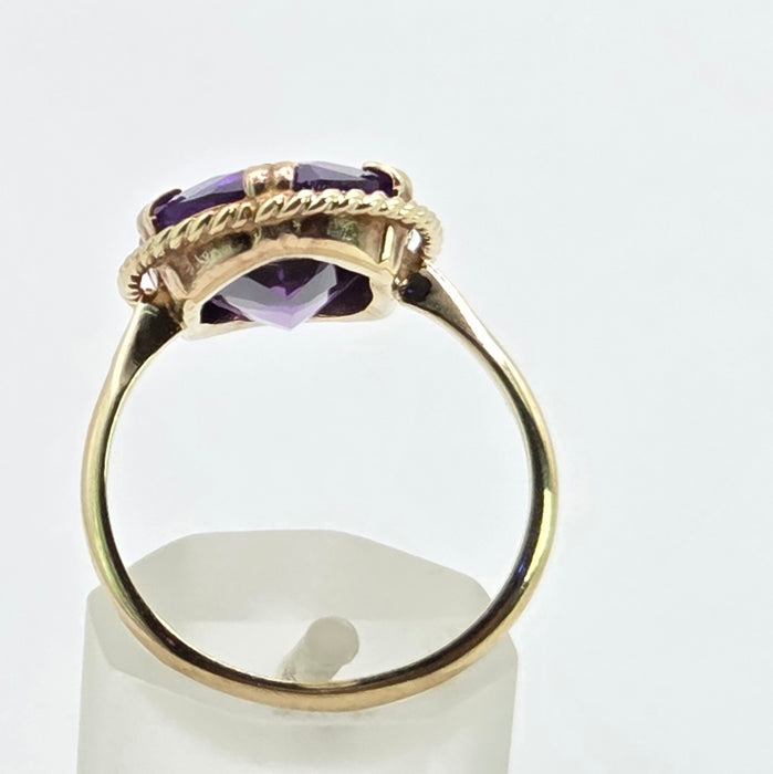 Vintage: 9ct Yellow Gold Amethyst Oval Solitaire Ring