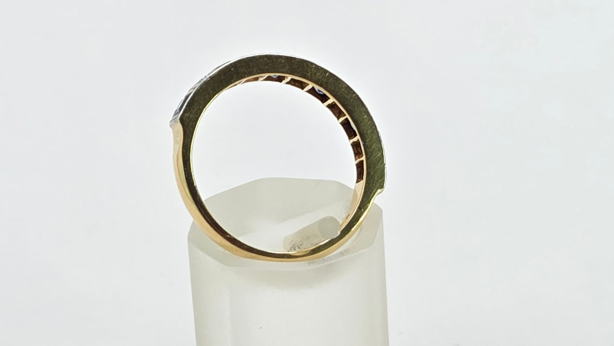 Vintage: 18ct Yellow Gold & Platinum Sapphire & Diamond Half Eternity Stacker Ring — From 1989
