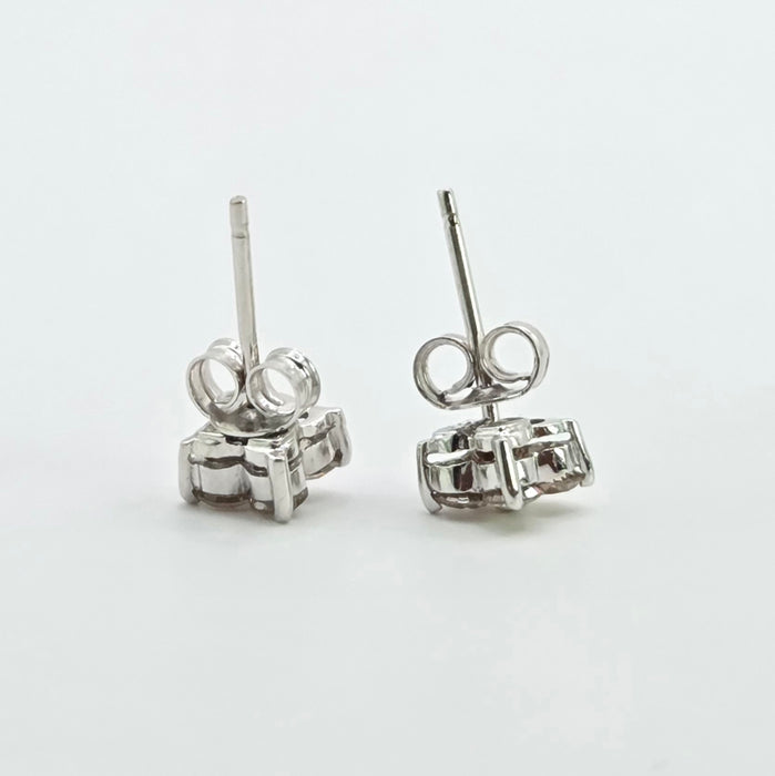 Vintage: 18ct White Gold Champagne Diamond 0.50ct Square Cluster Stud Earrings