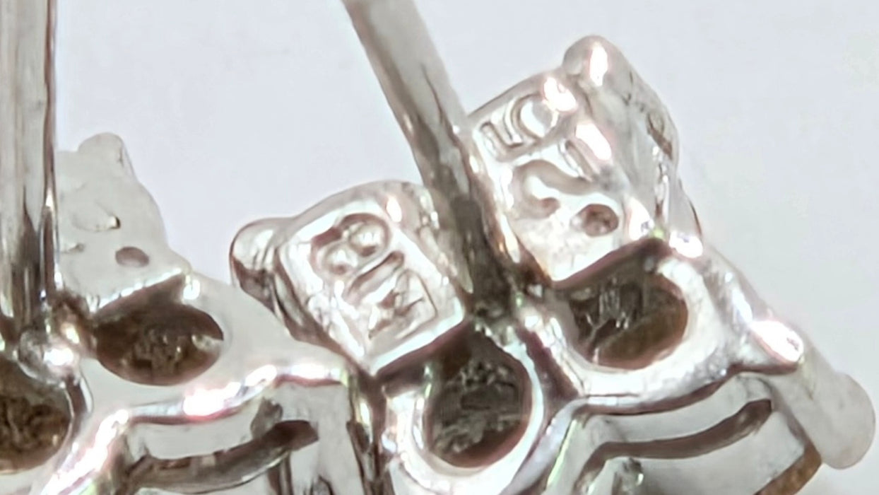 Vintage: 18ct White Gold Champagne Diamond 0.50ct Square Cluster Stud Earrings