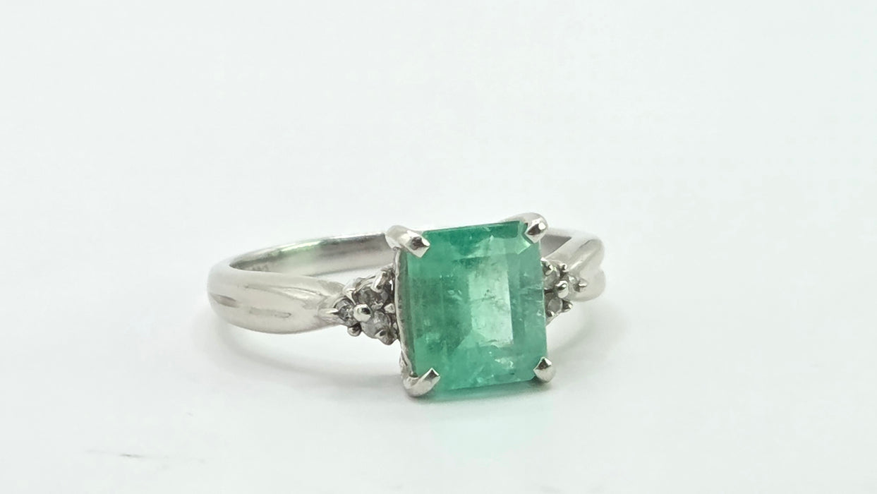 Vintage: Platinum Emerald 1.51ct & Diamond Dress Ring