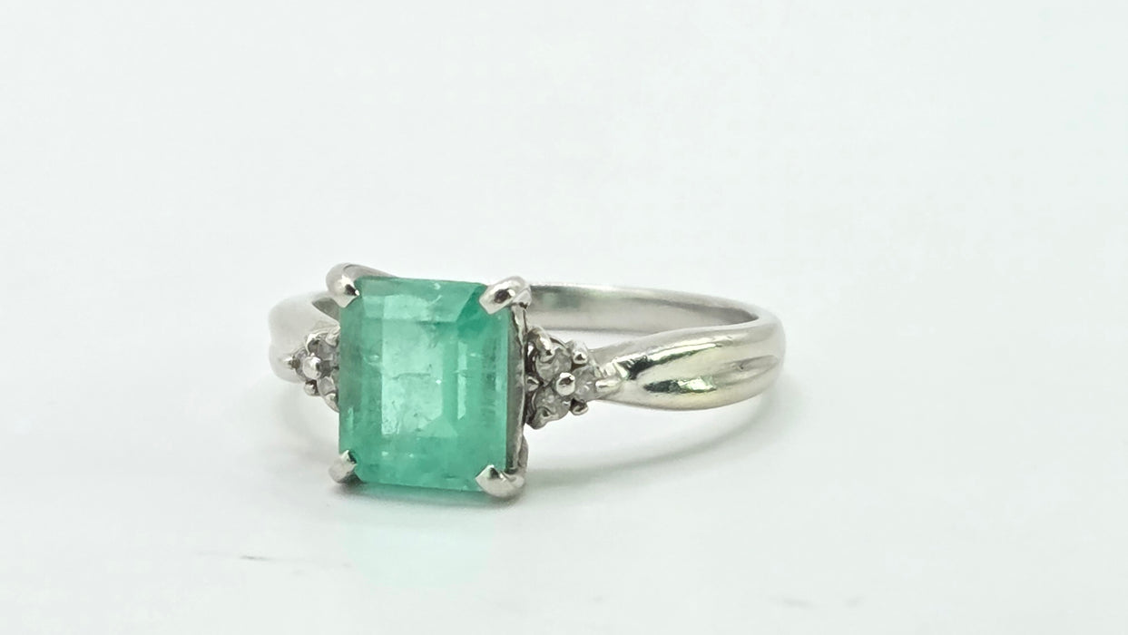 Vintage: Platinum Emerald 1.51ct & Diamond Dress Ring