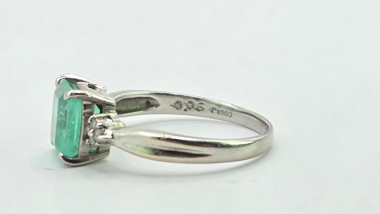 Vintage: Platinum Emerald 1.51ct & Diamond Dress Ring