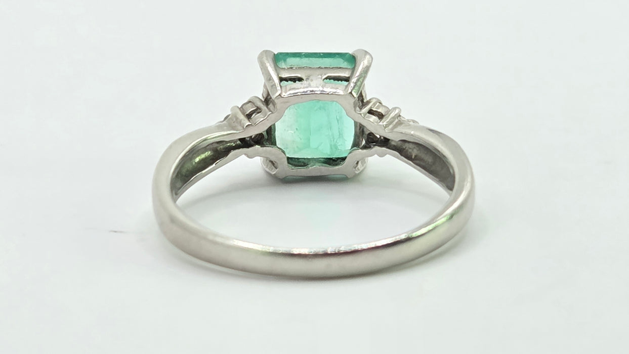 Vintage: Platinum Emerald 1.51ct & Diamond Dress Ring