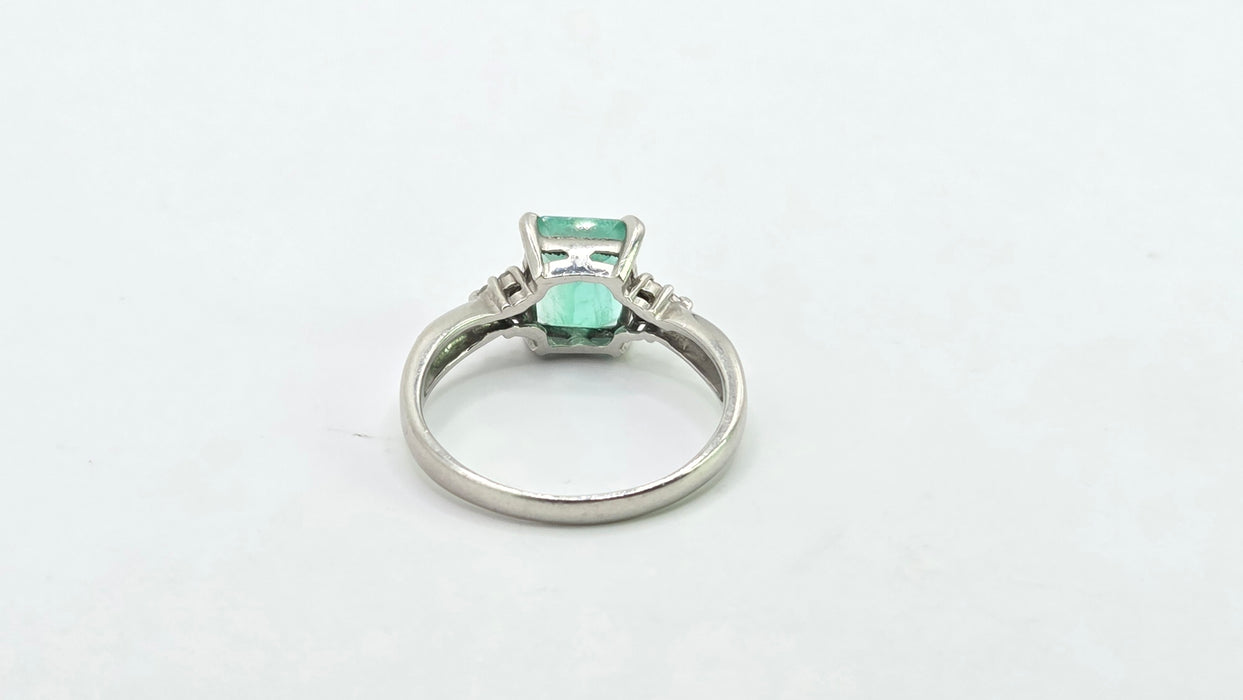 Vintage: Platinum Emerald 1.51ct & Diamond Dress Ring