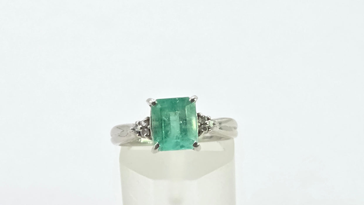 Vintage: Platinum Emerald 1.51ct & Diamond Dress Ring
