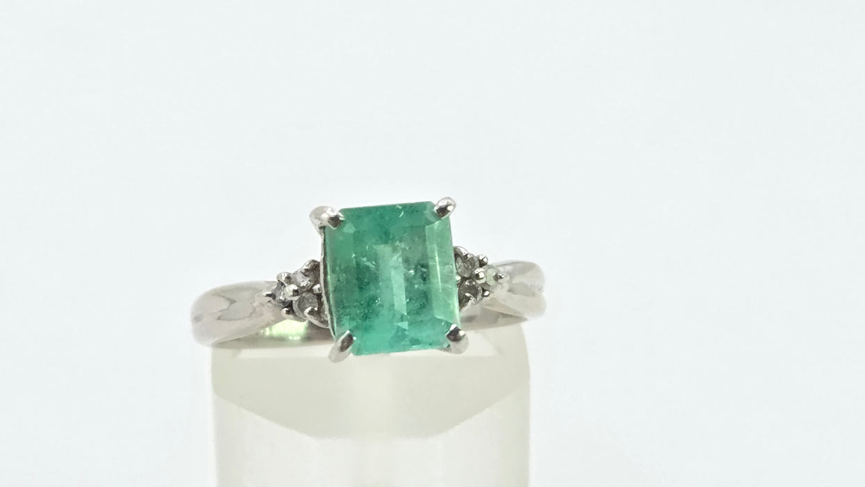 Vintage: Platinum Emerald 1.51ct & Diamond Dress Ring