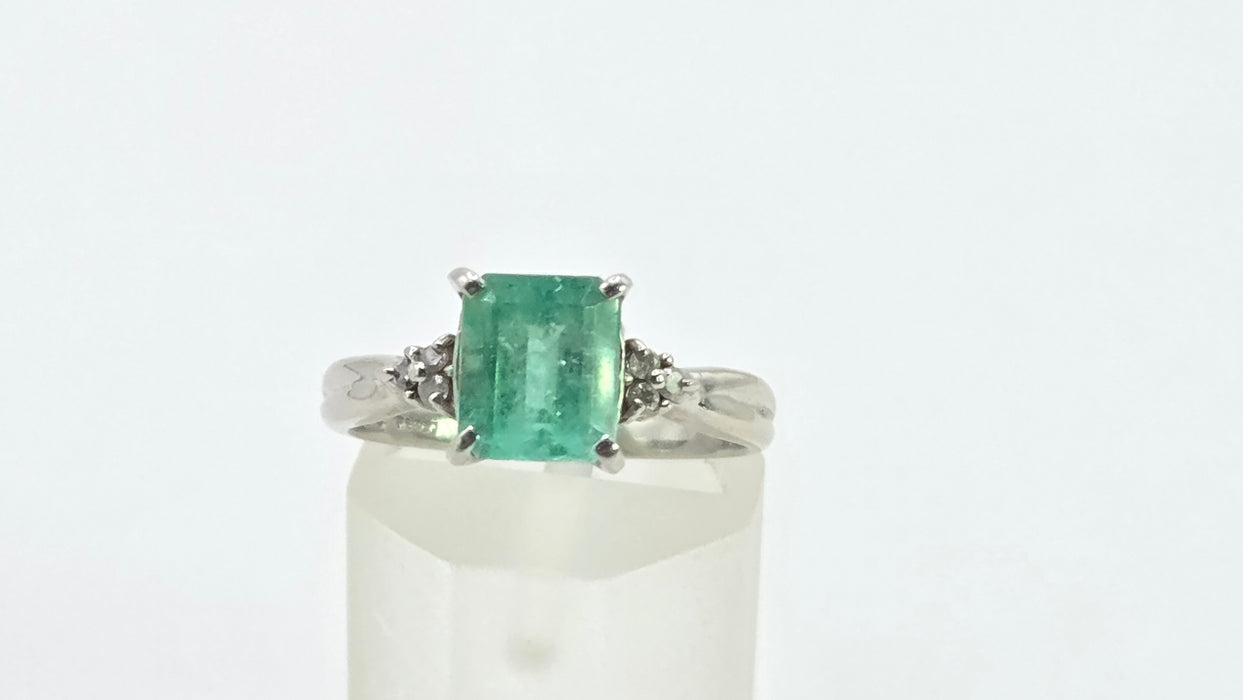 Vintage: Platinum Emerald 1.51ct & Diamond Dress Ring