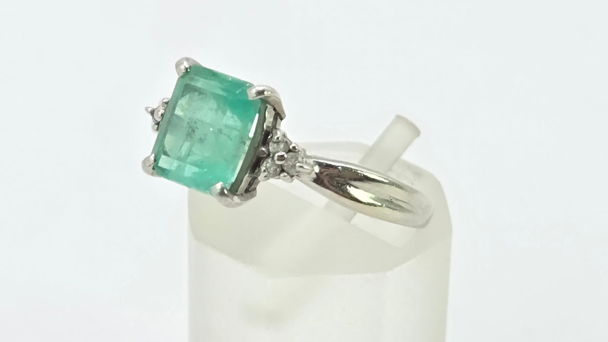 Vintage: Platinum Emerald 1.51ct & Diamond Dress Ring