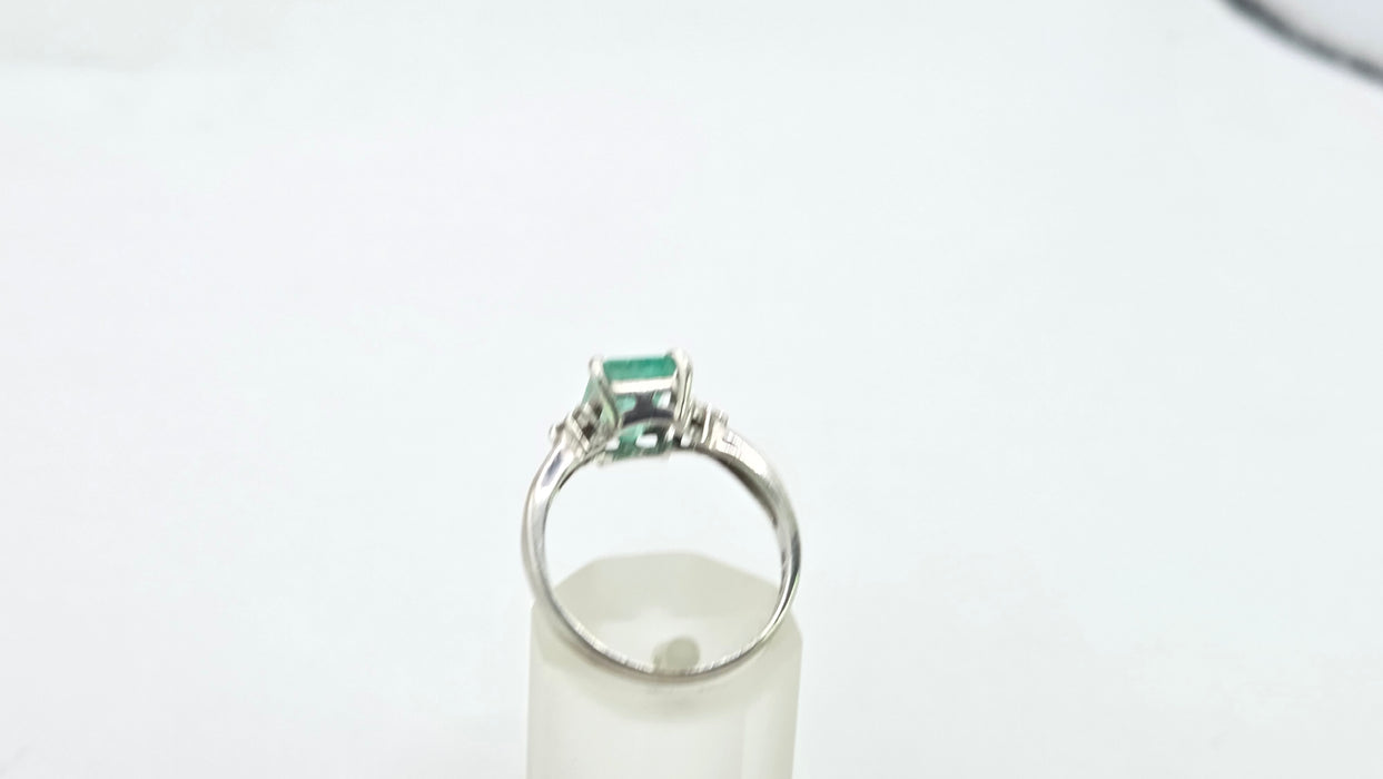 Vintage: Platinum Emerald 1.51ct & Diamond Dress Ring