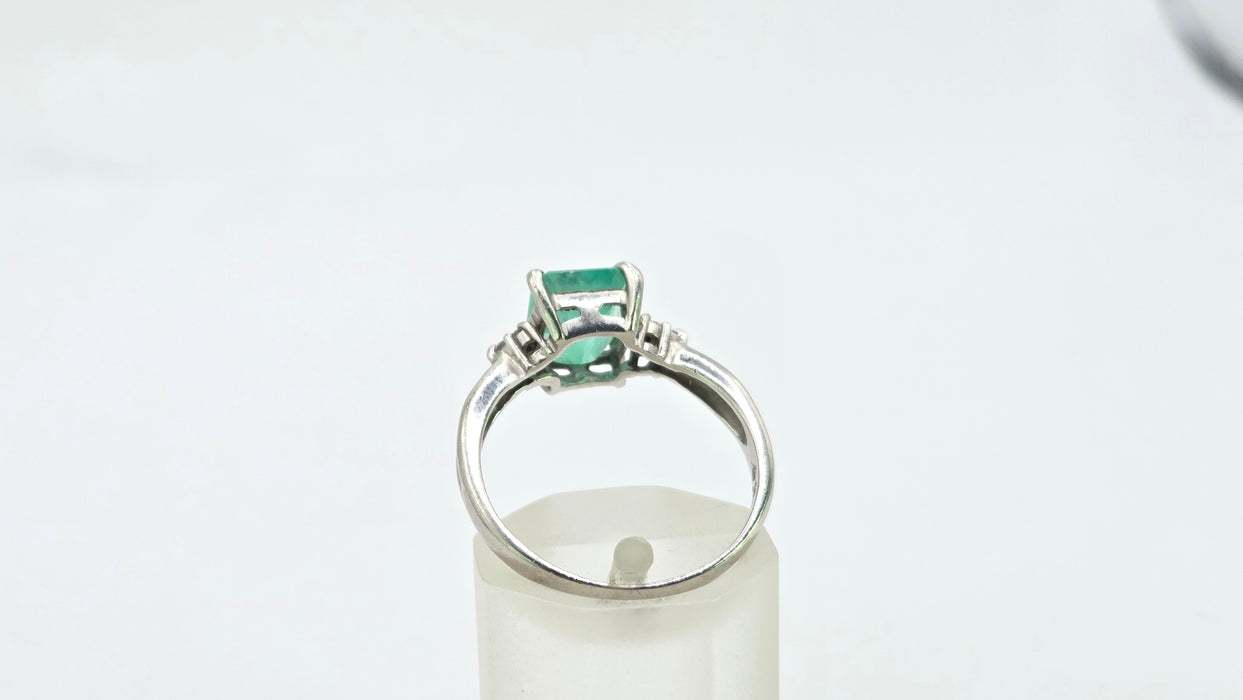 Vintage: Platinum Emerald 1.51ct & Diamond Dress Ring