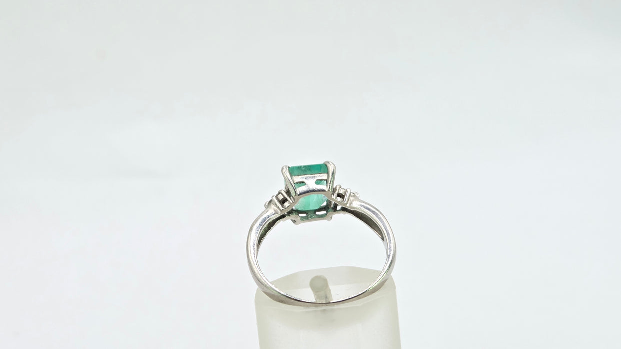 Vintage: Platinum Emerald 1.51ct & Diamond Dress Ring