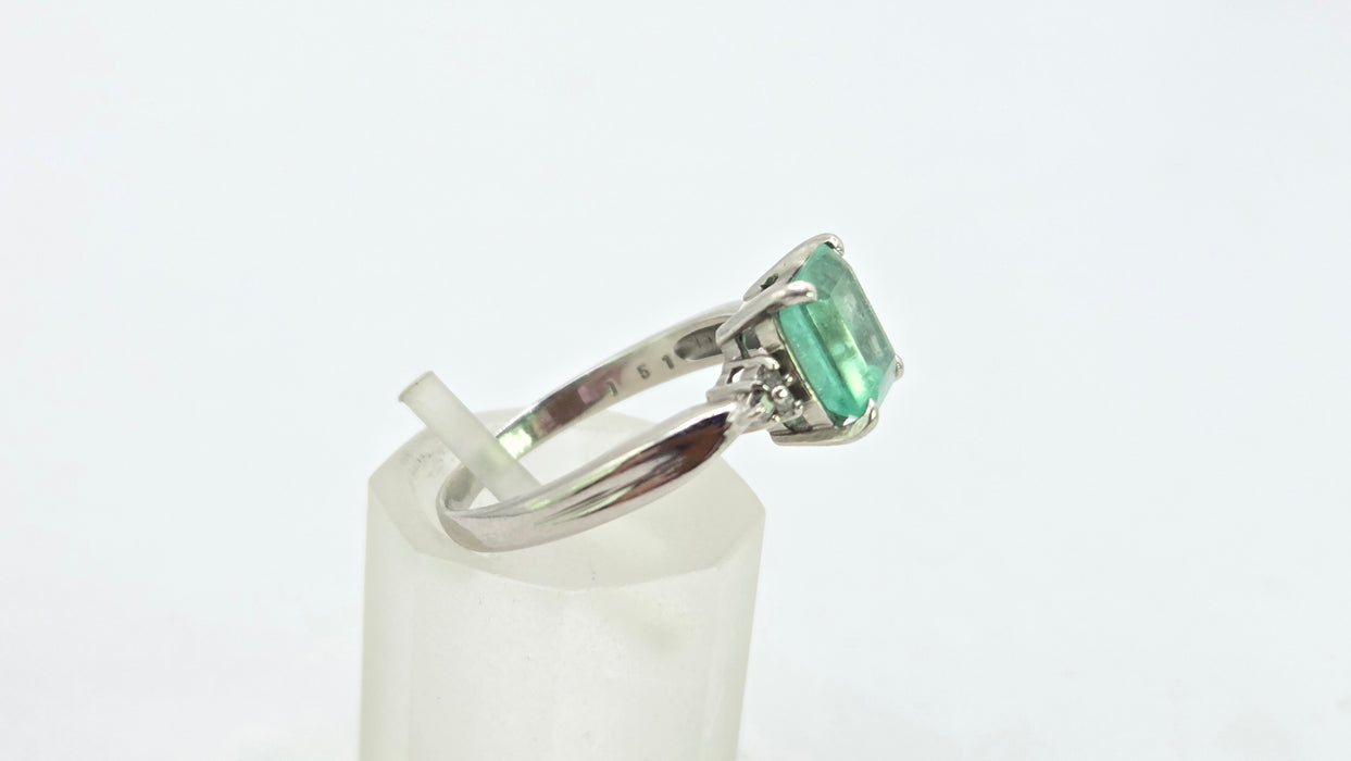 Vintage: Platinum Emerald 1.51ct & Diamond Dress Ring