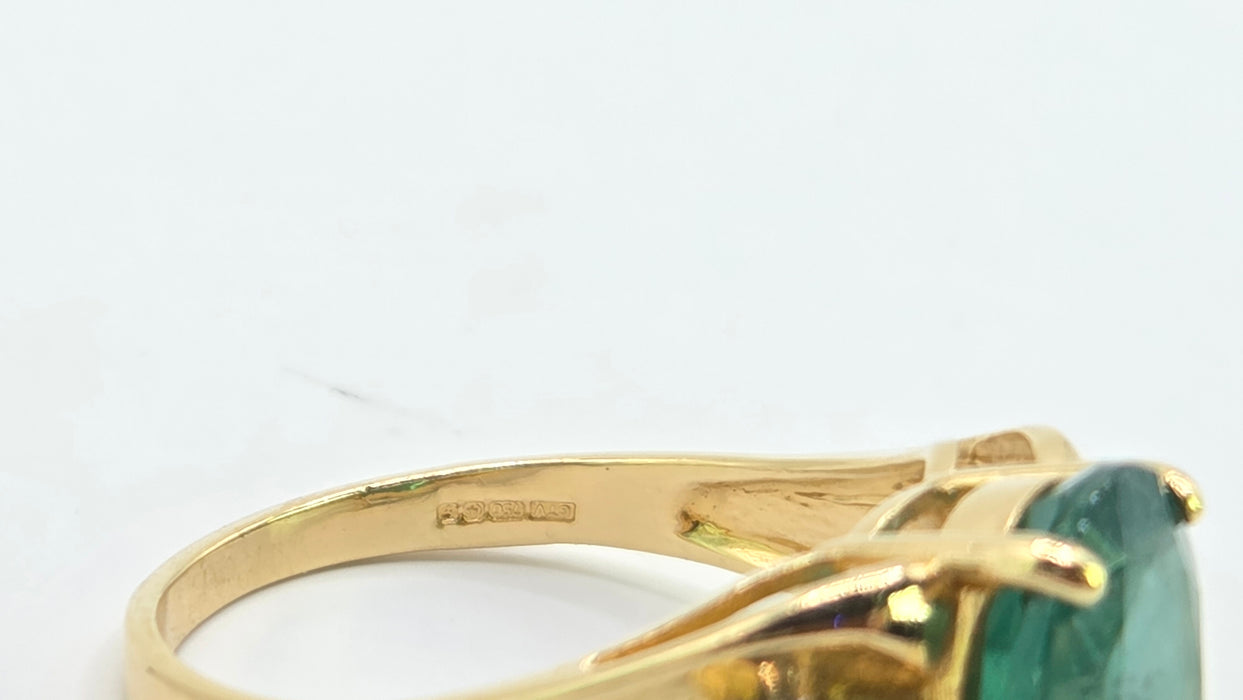 Vintage: 18ct Yellow Gold Emerald 3.03ct & Diamond Dress Ring