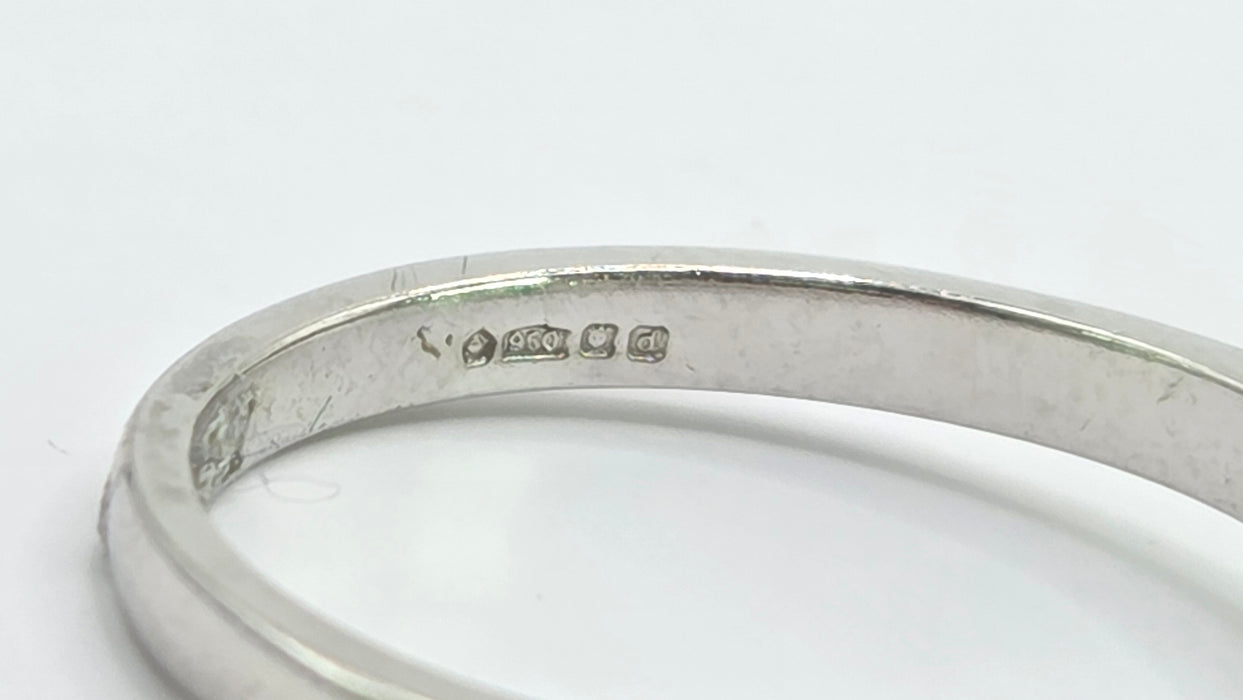 Vintage: Platinum Emerald 0.41ct & Diamond 0.20ct Three Stone Ring