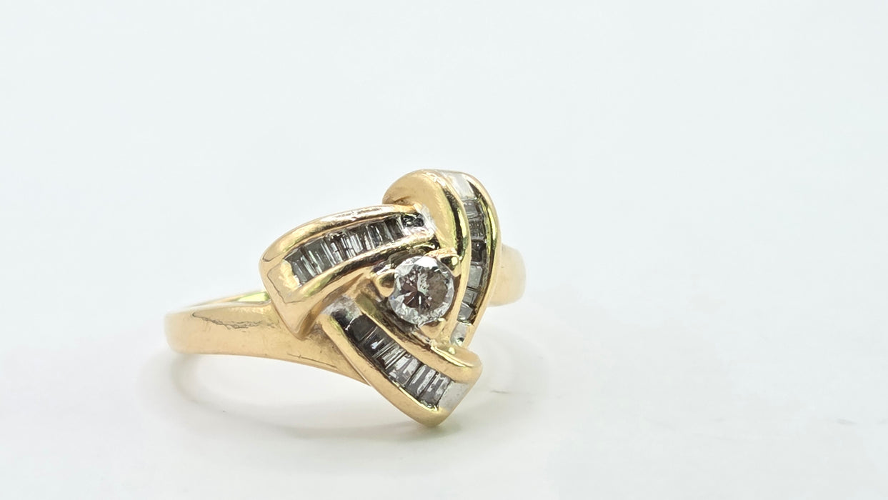 Vintage: 14ct Yellow Gold Diamond 0.33ct Lover's Knot Dress Ring