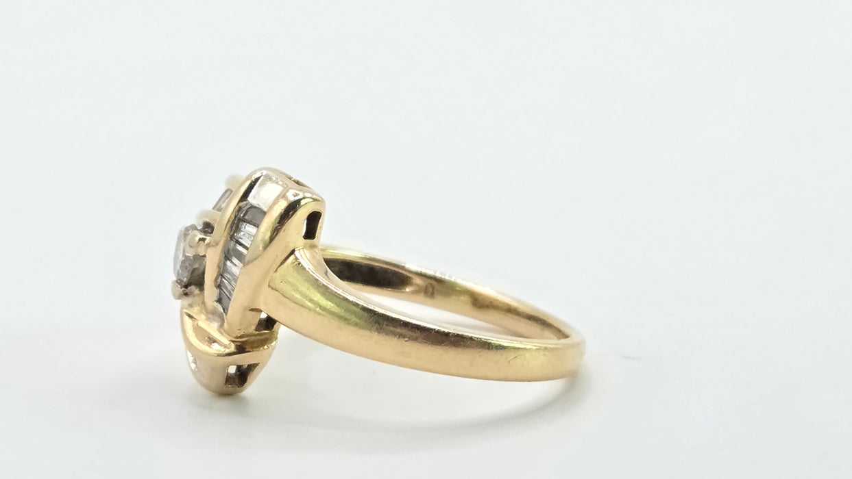Vintage: 14ct Yellow Gold Diamond 0.33ct Lover's Knot Dress Ring