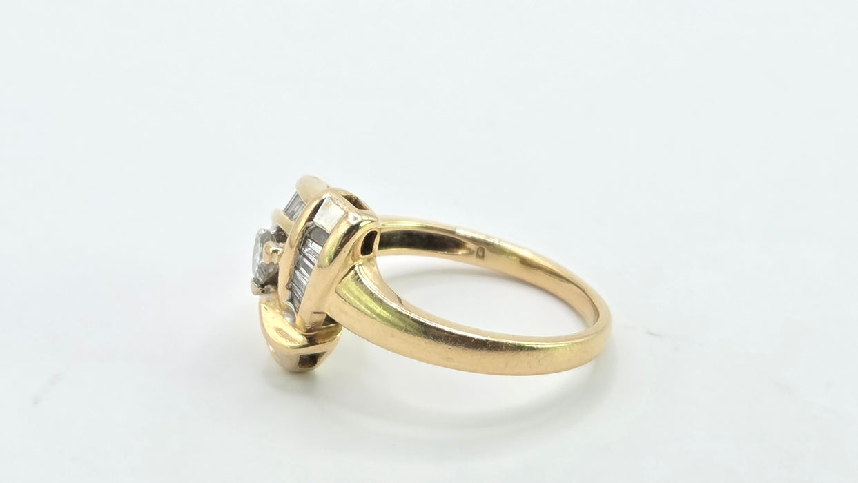 Vintage: 14ct Yellow Gold Diamond 0.33ct Lover's Knot Dress Ring