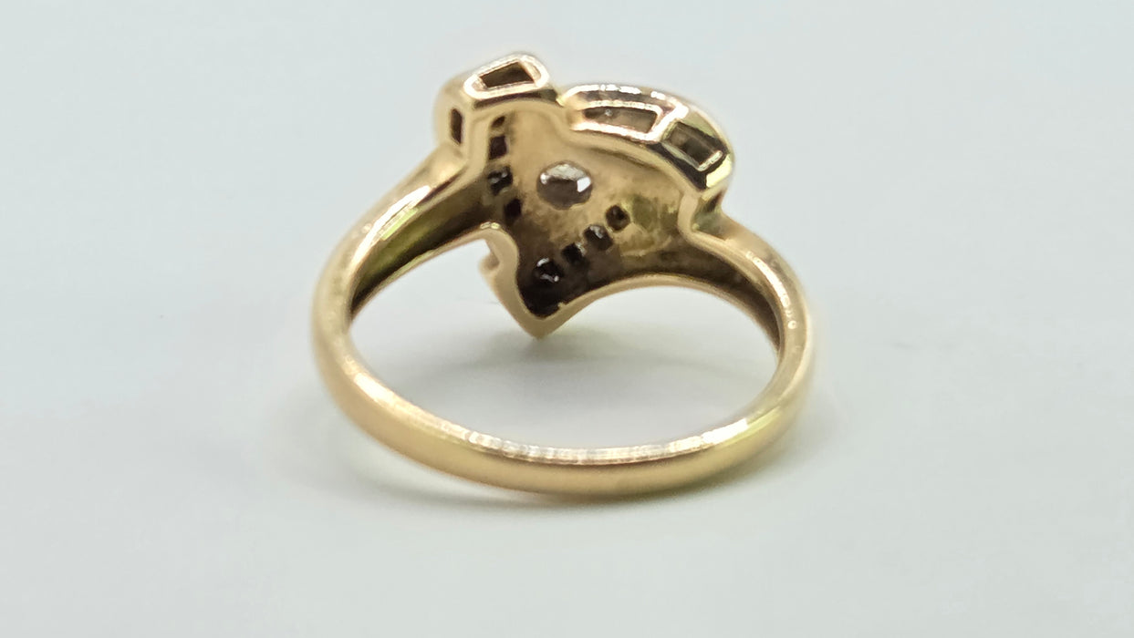 Vintage: 14ct Yellow Gold Diamond 0.33ct Lover's Knot Dress Ring