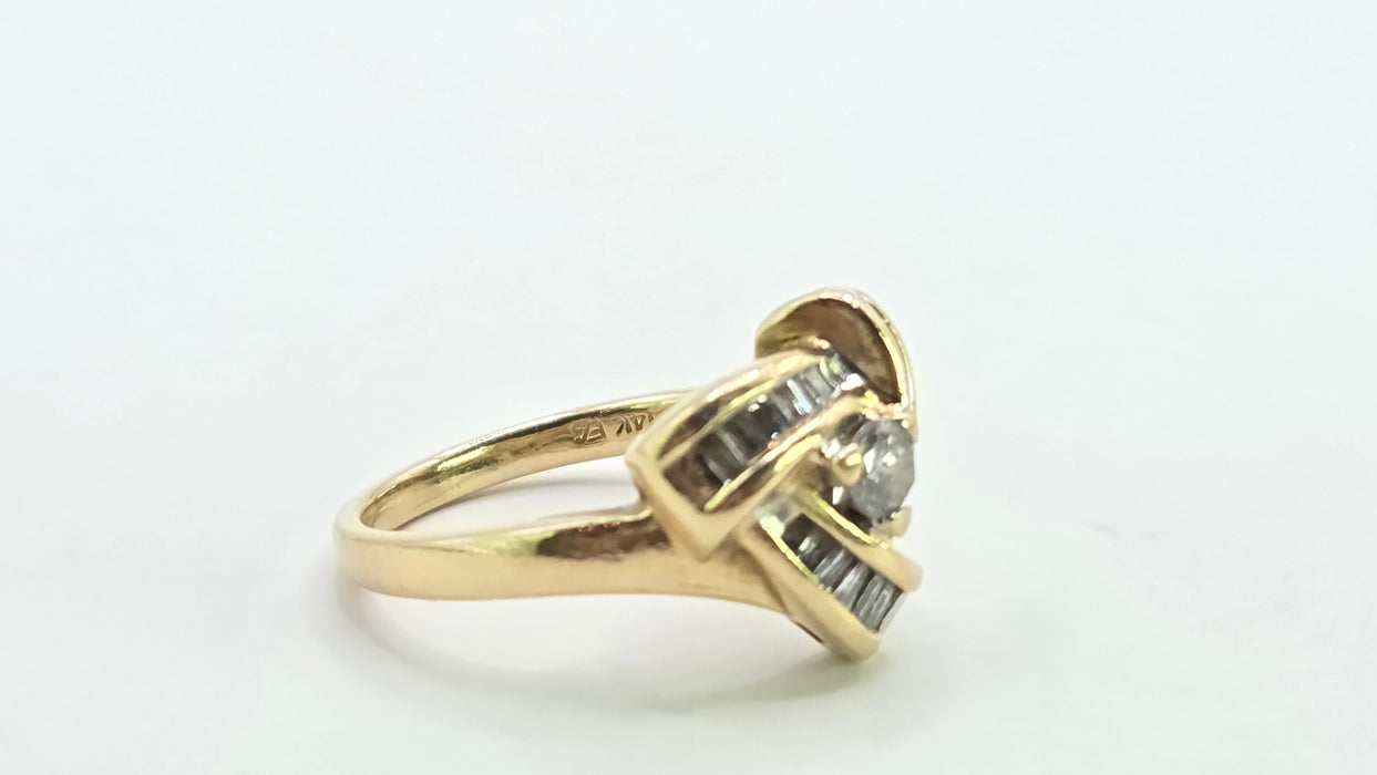 Vintage: 14ct Yellow Gold Diamond 0.33ct Lover's Knot Dress Ring
