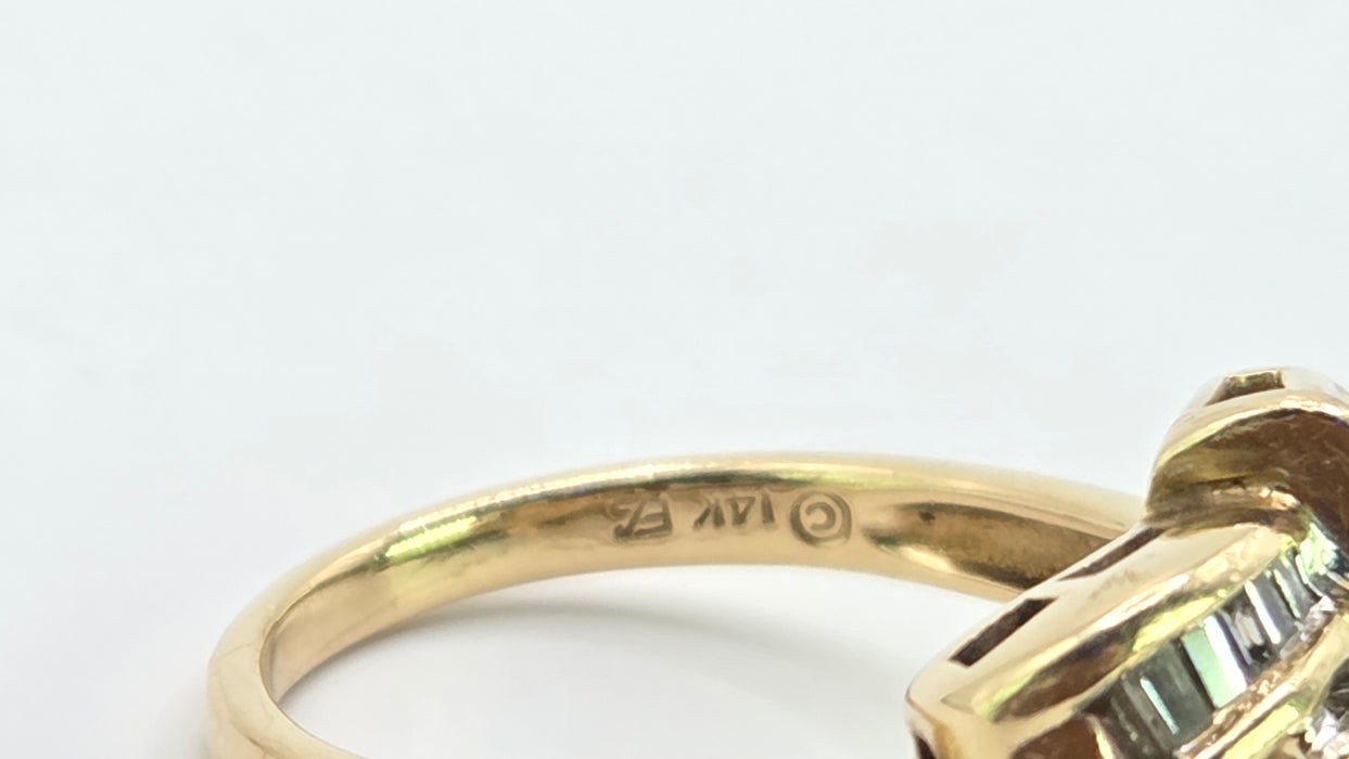 Vintage: 14ct Yellow Gold Diamond 0.33ct Lover's Knot Dress Ring