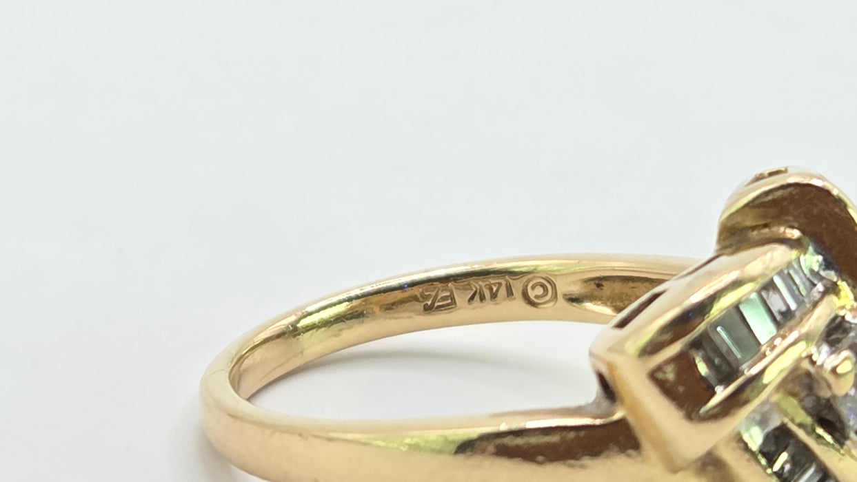 Vintage: 14ct Yellow Gold Diamond 0.33ct Lover's Knot Dress Ring