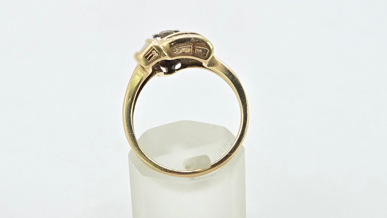 Vintage: 14ct Yellow Gold Diamond 0.33ct Lover's Knot Dress Ring