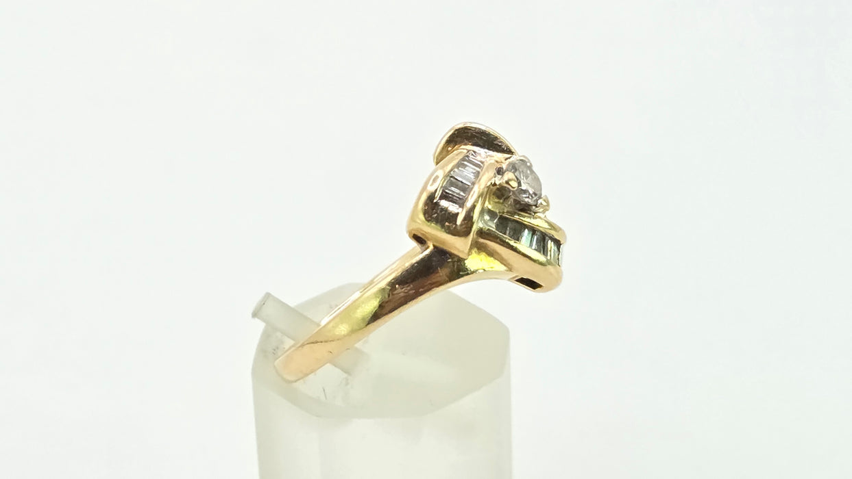 Vintage: 14ct Yellow Gold Diamond 0.33ct Lover's Knot Dress Ring