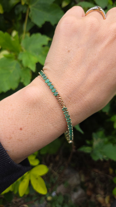 Vintage: 9ct Yellow Gold Emerald Bracelet