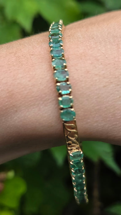Vintage: 9ct Yellow Gold Emerald Bracelet