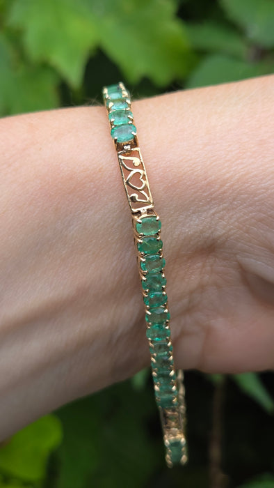 Vintage: 9ct Yellow Gold Emerald Bracelet