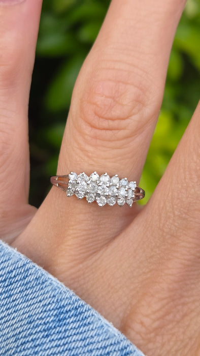 Vintage: 9ct White Gold Diamond Cluster Ring