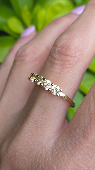 Vintage: 9ct Gold Yellow Beryl Five-Stone Half Eternity Ring