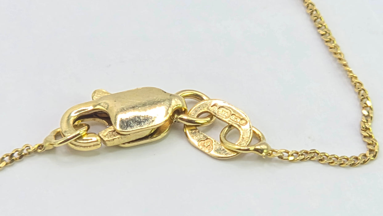 Vintage: 9ct Yellow Gold Tanzanite & Diamond Floral Cross Pendant & Chain