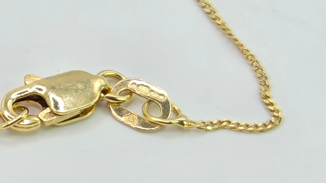 Vintage: 9ct Yellow Gold Tanzanite & Diamond Floral Cross Pendant & Chain