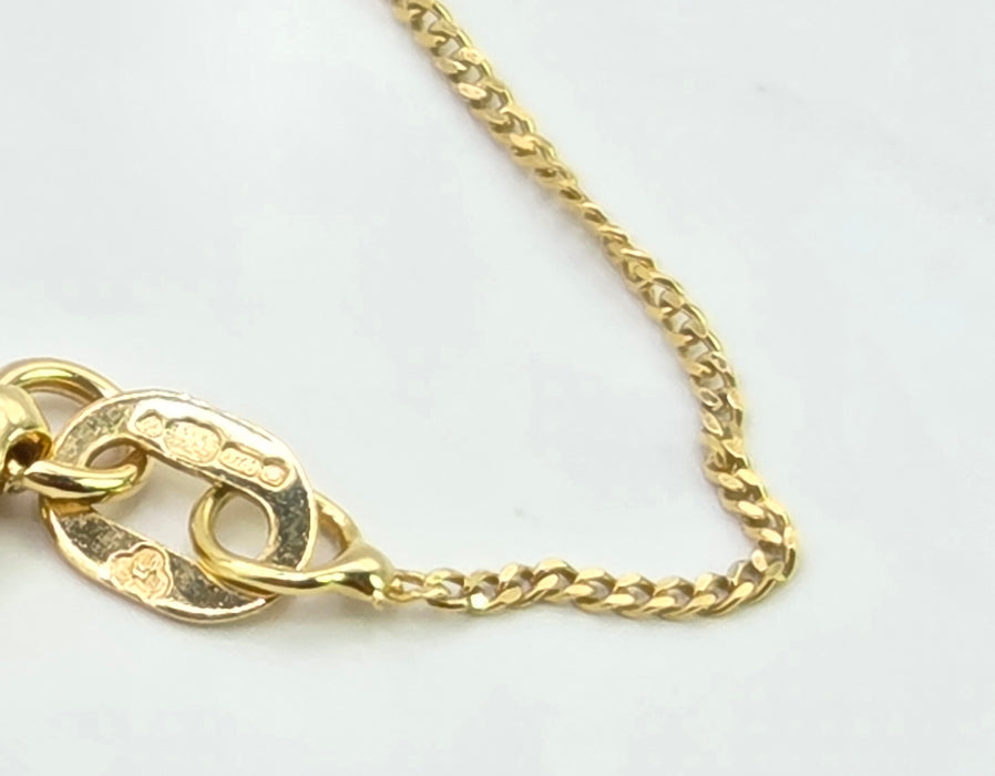 Vintage: 9ct Yellow Gold Tanzanite & Diamond Floral Cross Pendant & Chain