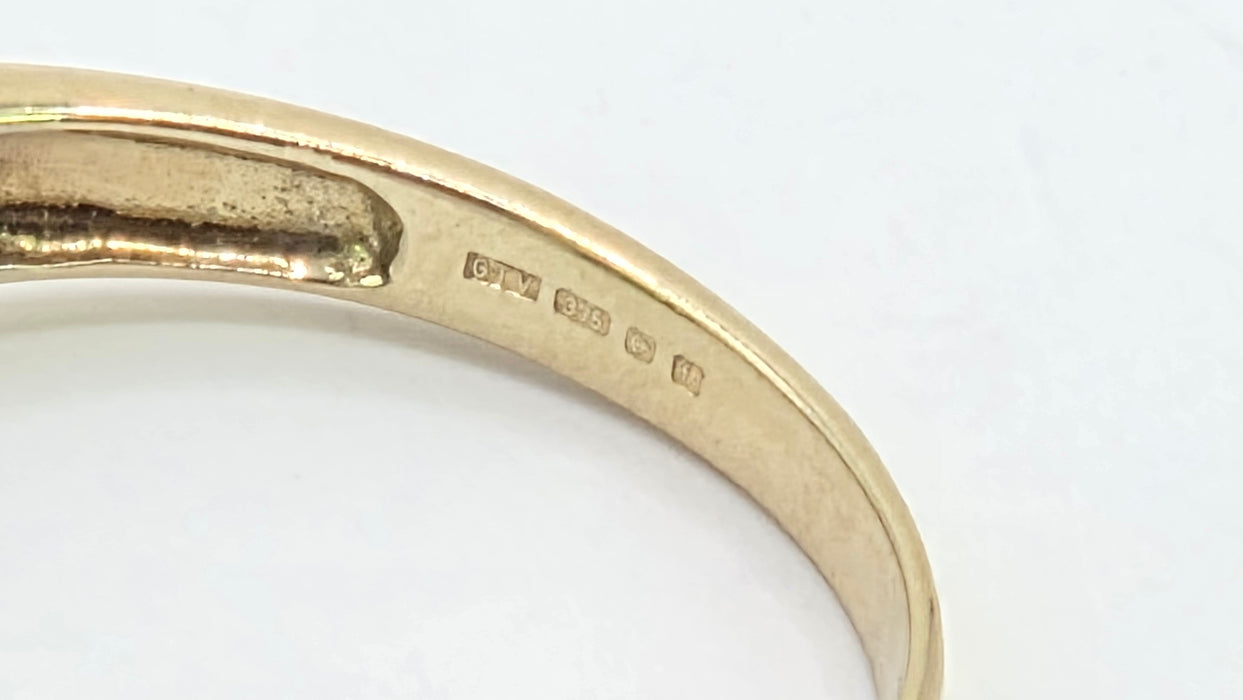Vintage: 9ct Yellow Gold Chrome Diopside & Diamond Ring