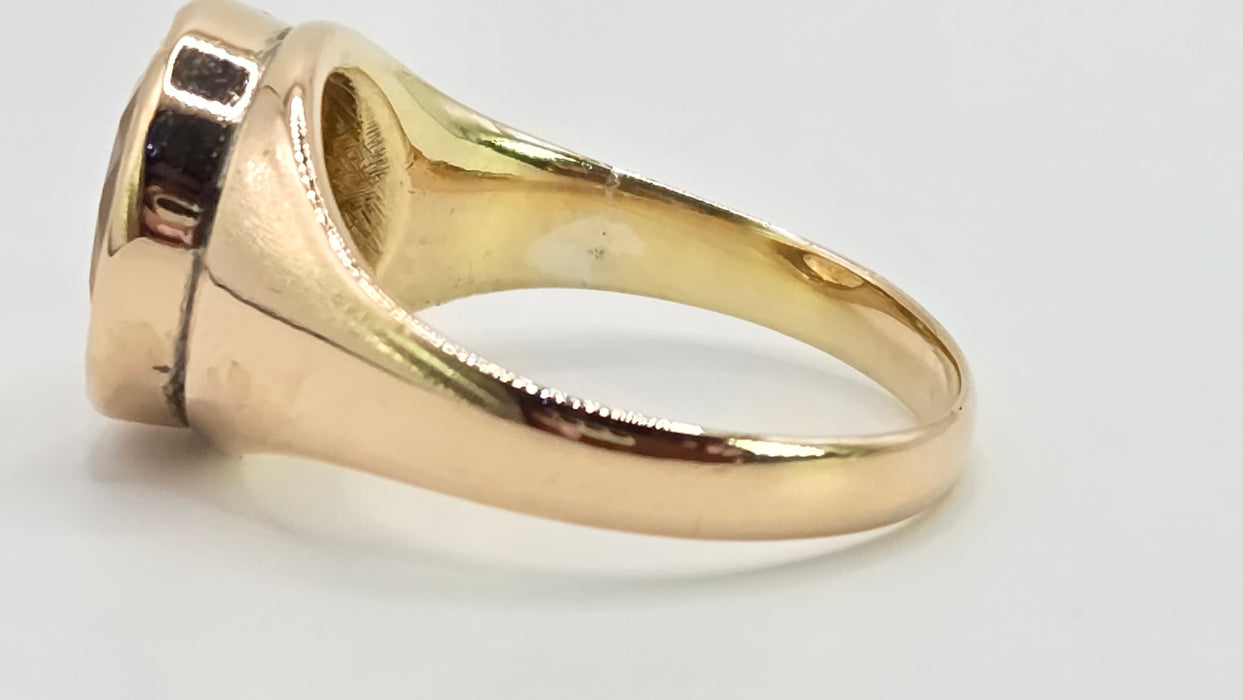 Antique: 15ct Yellow Gold Citrine Solitaire Ring — Pre 1932