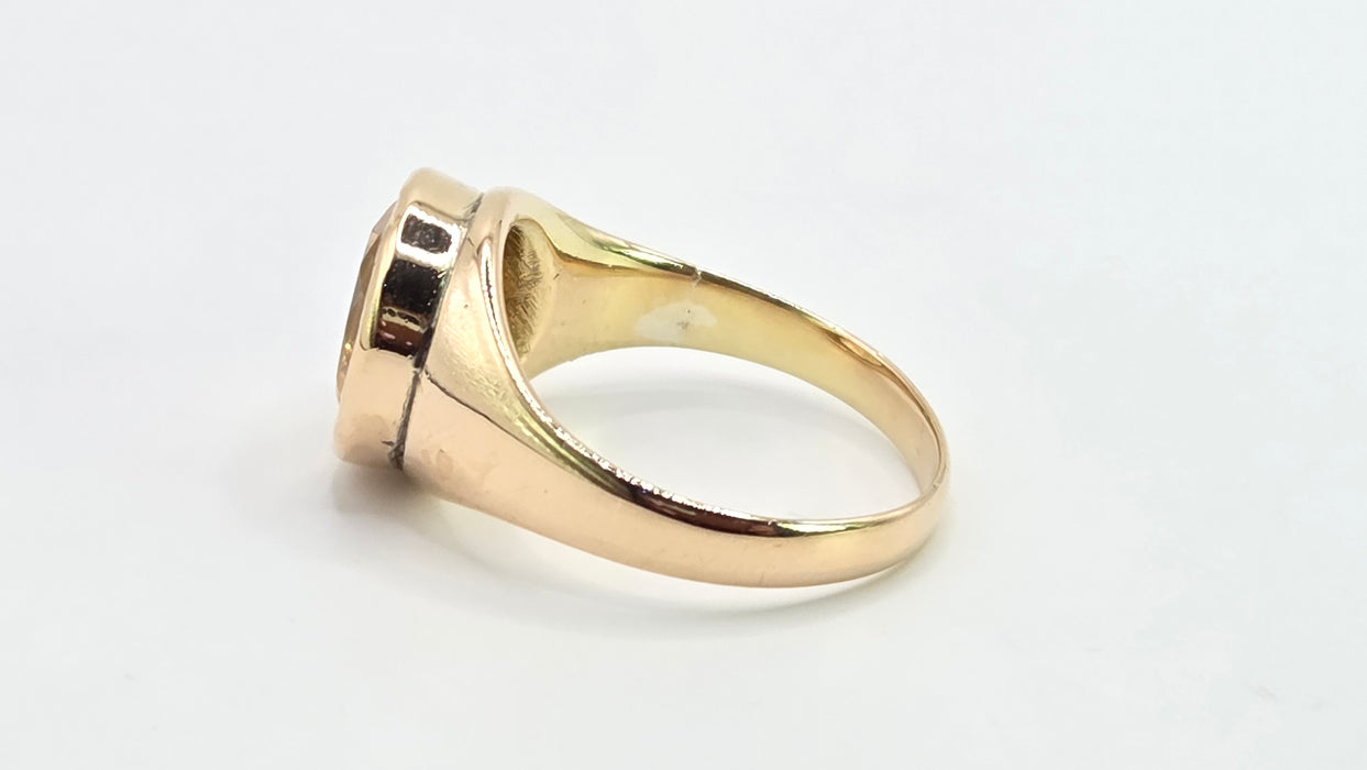 Antique: 15ct Yellow Gold Citrine Solitaire Ring — Pre 1932