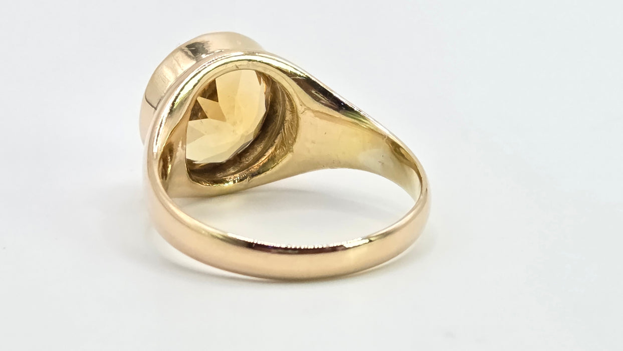 Antique: 15ct Yellow Gold Citrine Solitaire Ring — Pre 1932